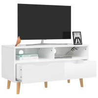 Produktbild för Tv-bänk vit högglans 90x40x48,5 cm konstruerat trä