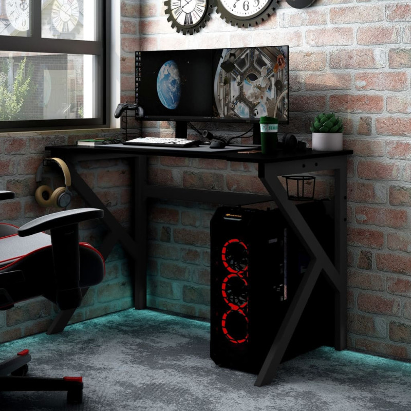 Produktbild för Gamingskrivbord med K-formade ben svart 90x60x75 cm