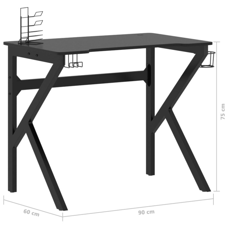 Produktbild för Gamingskrivbord med K-formade ben svart 90x60x75 cm
