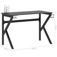 Miniatyr av produktbild för Gamingskrivbord med K-formade ben svart 110x60x75 cm