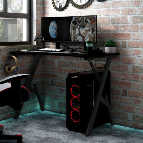 vidaXL Gamingskrivbord med Y-formade ben svart 110x60x75 cm