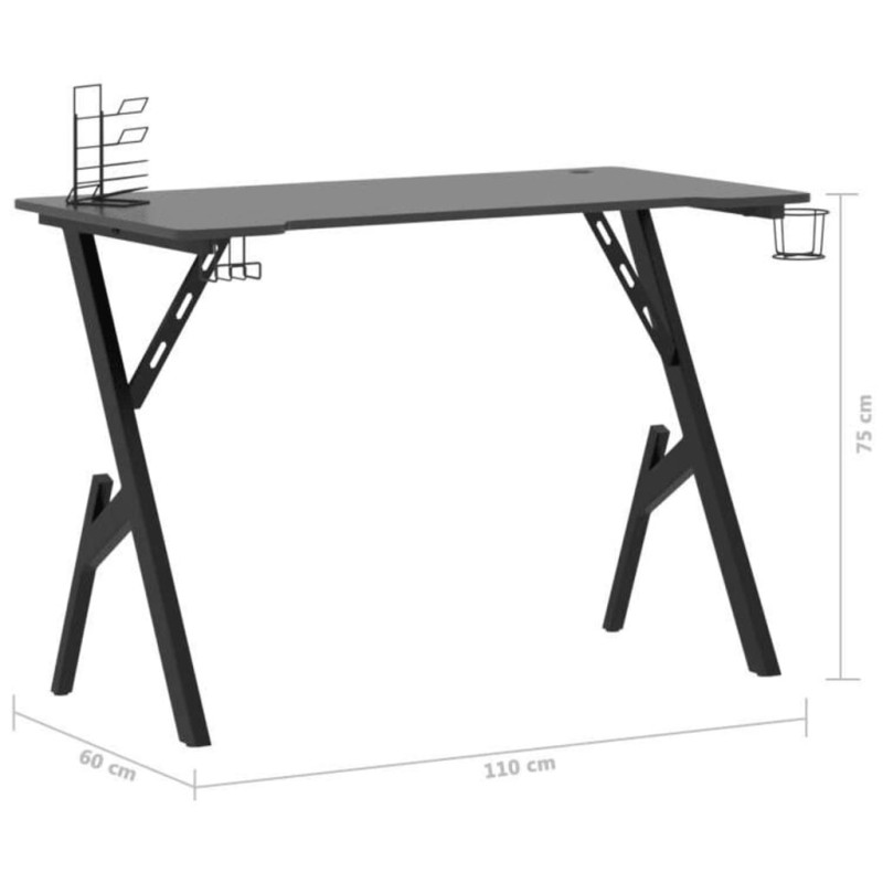 Produktbild för Gamingskrivbord med Y-formade ben svart 110x60x75 cm