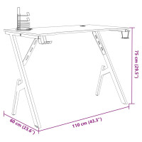 Produktbild för Gamingskrivbord med Y-formade ben svart 110x60x75 cm