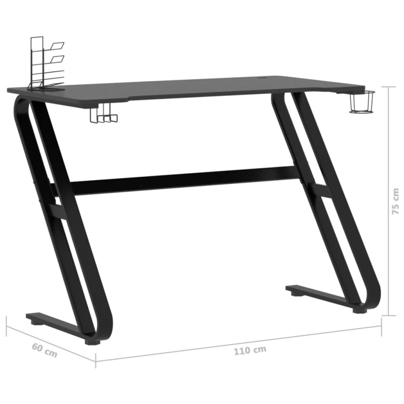Produktbild för Gamingskrivbord med ZZ-formade ben svart 110x60x75 cm