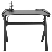 Miniatyr av produktbild för Gamingskrivbord LED med Y-formade ben svart 110x60x75 cm