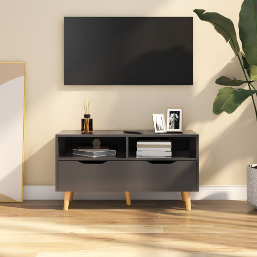 vidaXL Tv-bänk grå 90x40x48,5 cm konstruerat trä
