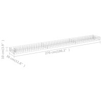 Produktbild för Planteringsgabion upphöjd galvaniserat stål 270x30x10 cm