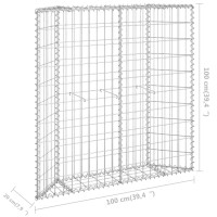 Produktbild för Gabion trapets upphöjd galvaniserat stål 100x20x100 cm