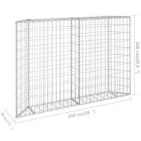 Produktbild för Gabion trapets upphöjd galvaniserat stål 150x20x100 cm