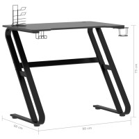 Miniatyr av produktbild för Gamingskrivbord med ZZ-formade ben svart 90x60x75 cm