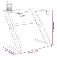 Produktbild för Gamingskrivbord med ZZ-formade ben svart 90x60x75 cm