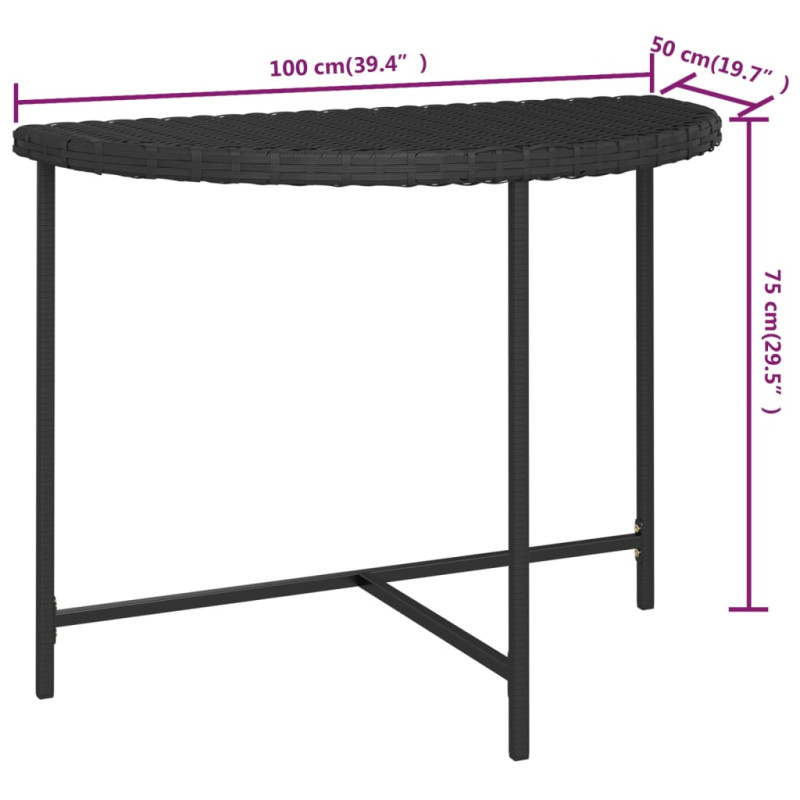 Produktbild för Trädgårdsbord svart 100x50x75 cm konstrotting