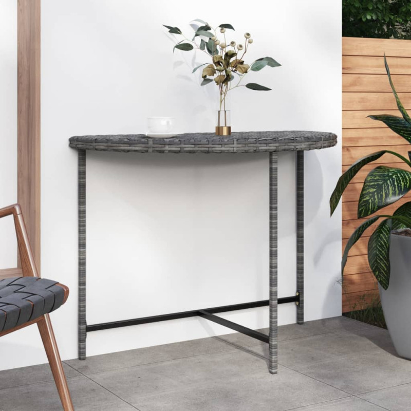 Produktbild för Trädgårdsbord grå 100x50x75 cm konstrotting