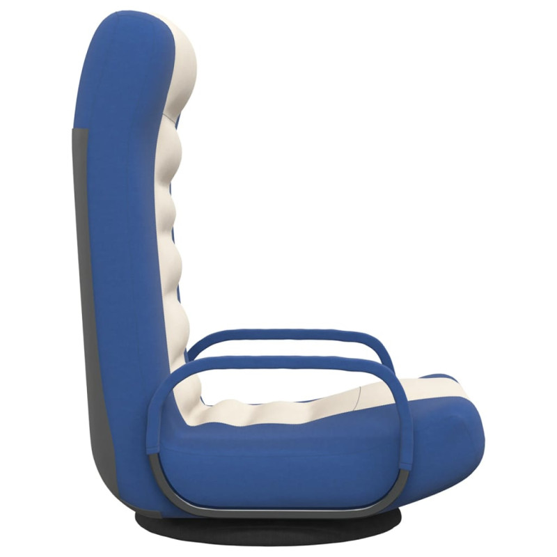 Produktbild för Snurrbar golvstol blå och gräddvit tyg