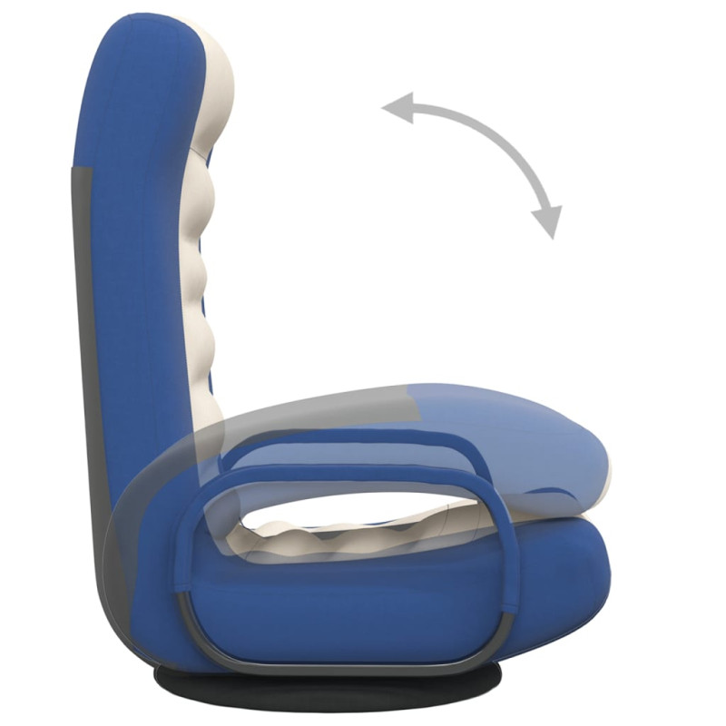 Produktbild för Snurrbar golvstol blå och gräddvit tyg