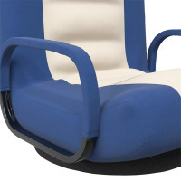 Miniatyr av produktbild för Snurrbar golvstol blå och gräddvit tyg