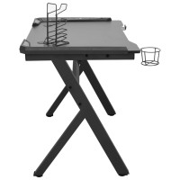 Miniatyr av produktbild för Gamingskrivbord LED med Y-formade ben svart 90x60x75 cm
