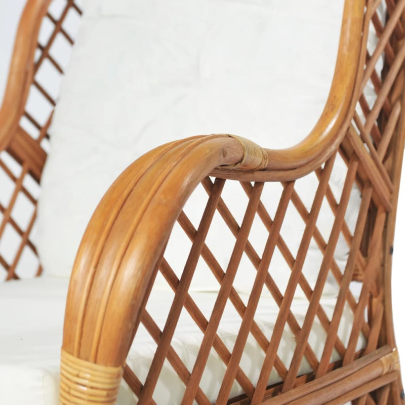 Produktbild för Soffa med dyna ljusbrun naturlig rotting och linne