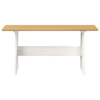 Produktbild för Matbord med bänk REINE honungsbrun och vit massiv furu