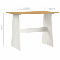 Produktbild för Matbord med bänk REINE honungsbrun och vit massiv furu