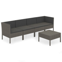 Produktbild för Loungegrupp med dynor 5 delar konstrotting grå