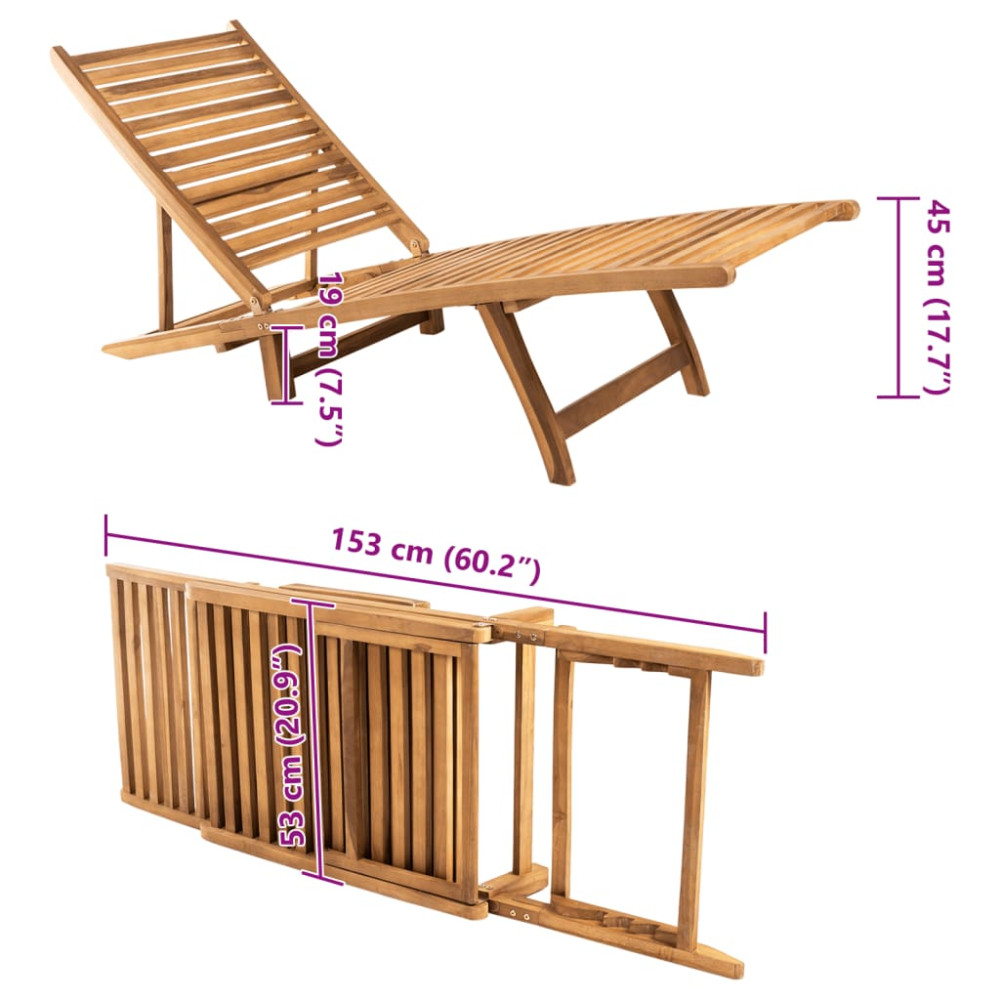 Produktbild för Solsäng massiv teak