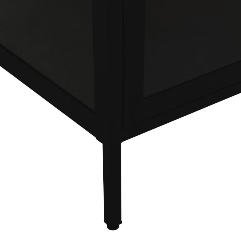Produktbild för Vitrinskåp svart 90x40x180 cm stål och härdat glas