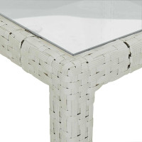 Produktbild för Utebord 90x90x75 cm Härdat glas och konstrotting vit