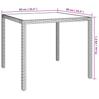 Produktbild för Utebord 90x90x75 cm Härdat glas och konstrotting vit