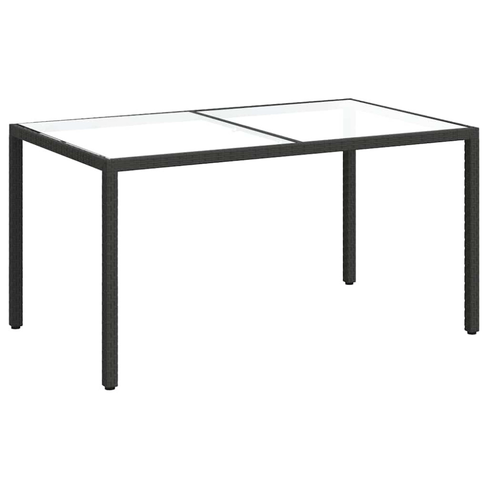 Produktbild för Utebord 150x90x75 cm Härdat glas och konstrotting svart