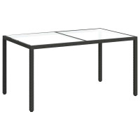 Produktbild för Utebord 150x90x75 cm Härdat glas och konstrotting svart