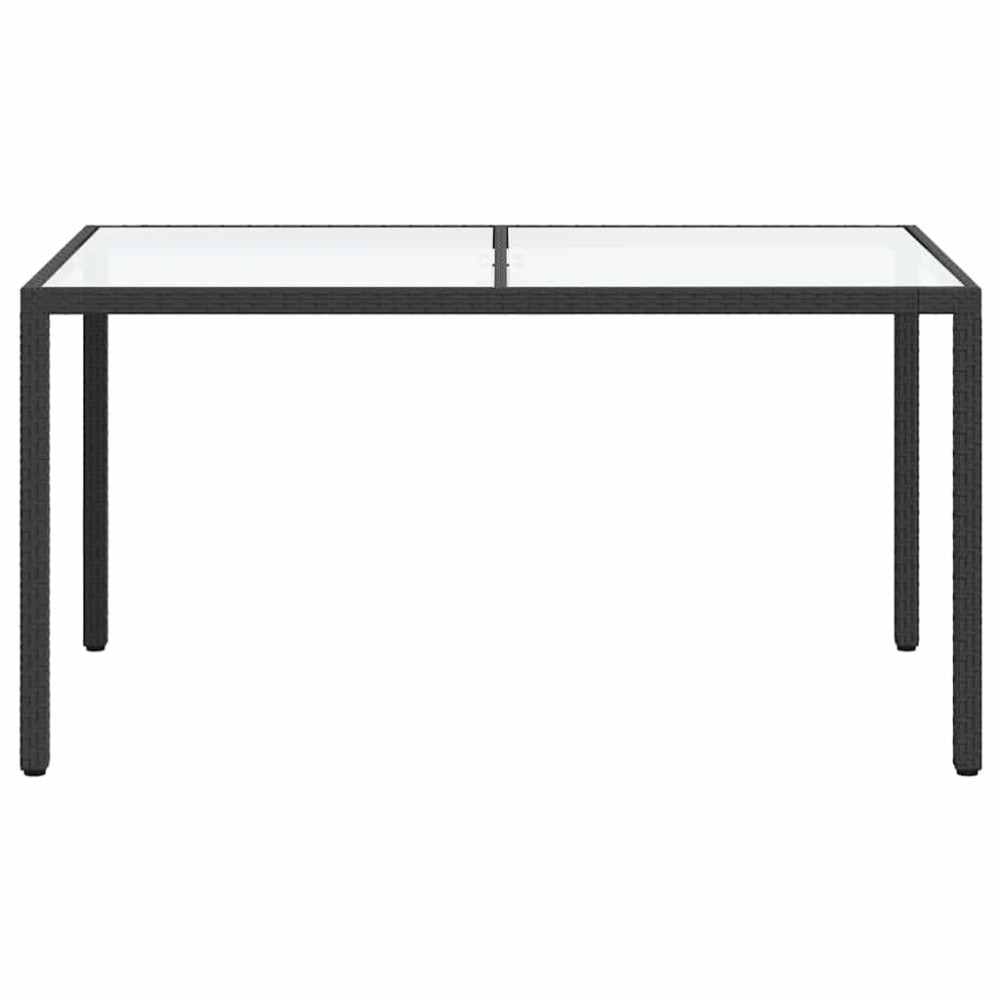 Produktbild för Utebord 150x90x75 cm Härdat glas och konstrotting svart