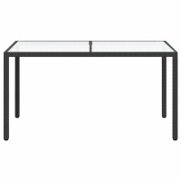 Produktbild för Utebord 150x90x75 cm Härdat glas och konstrotting svart