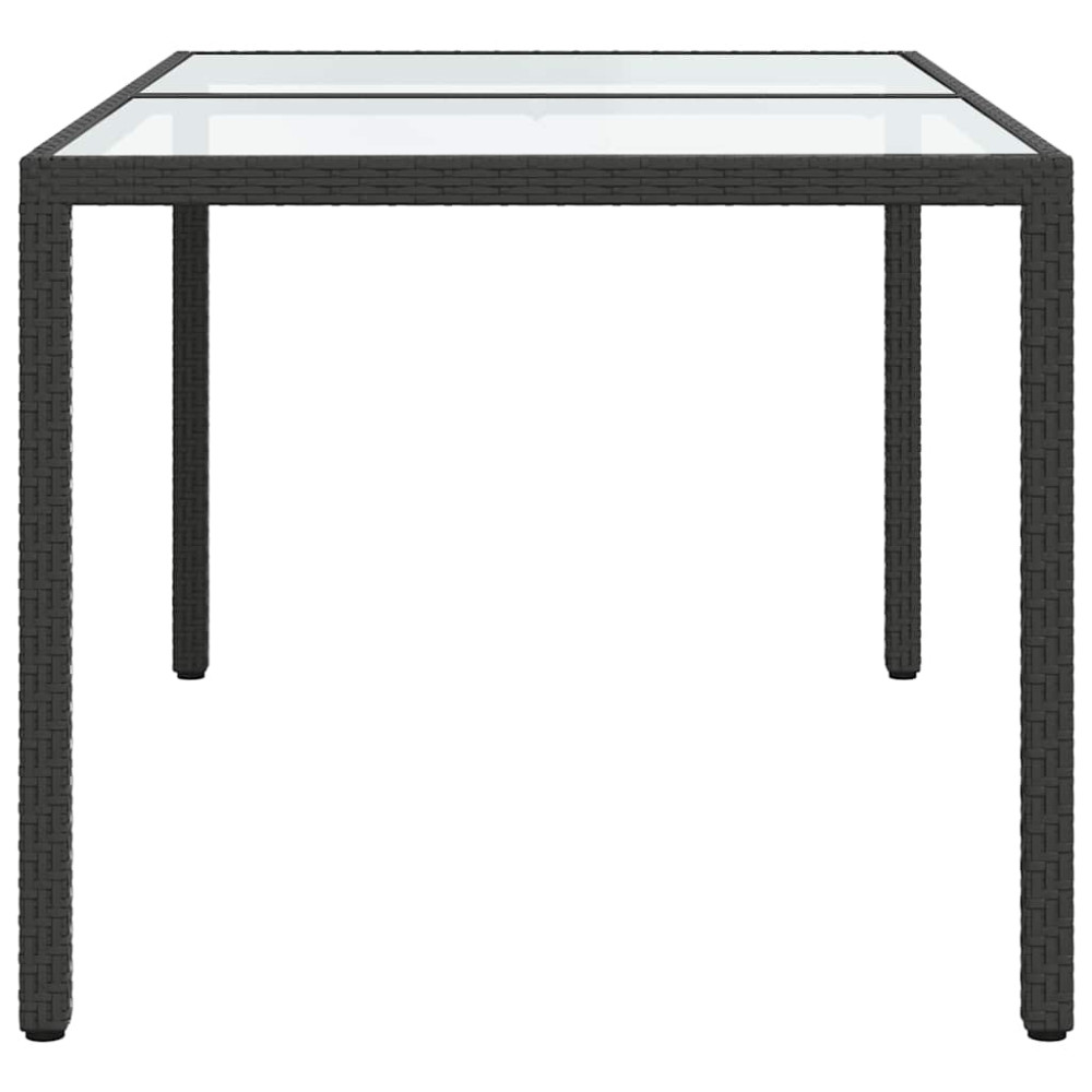 Produktbild för Utebord 150x90x75 cm Härdat glas och konstrotting svart