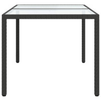 Produktbild för Utebord 150x90x75 cm Härdat glas och konstrotting svart