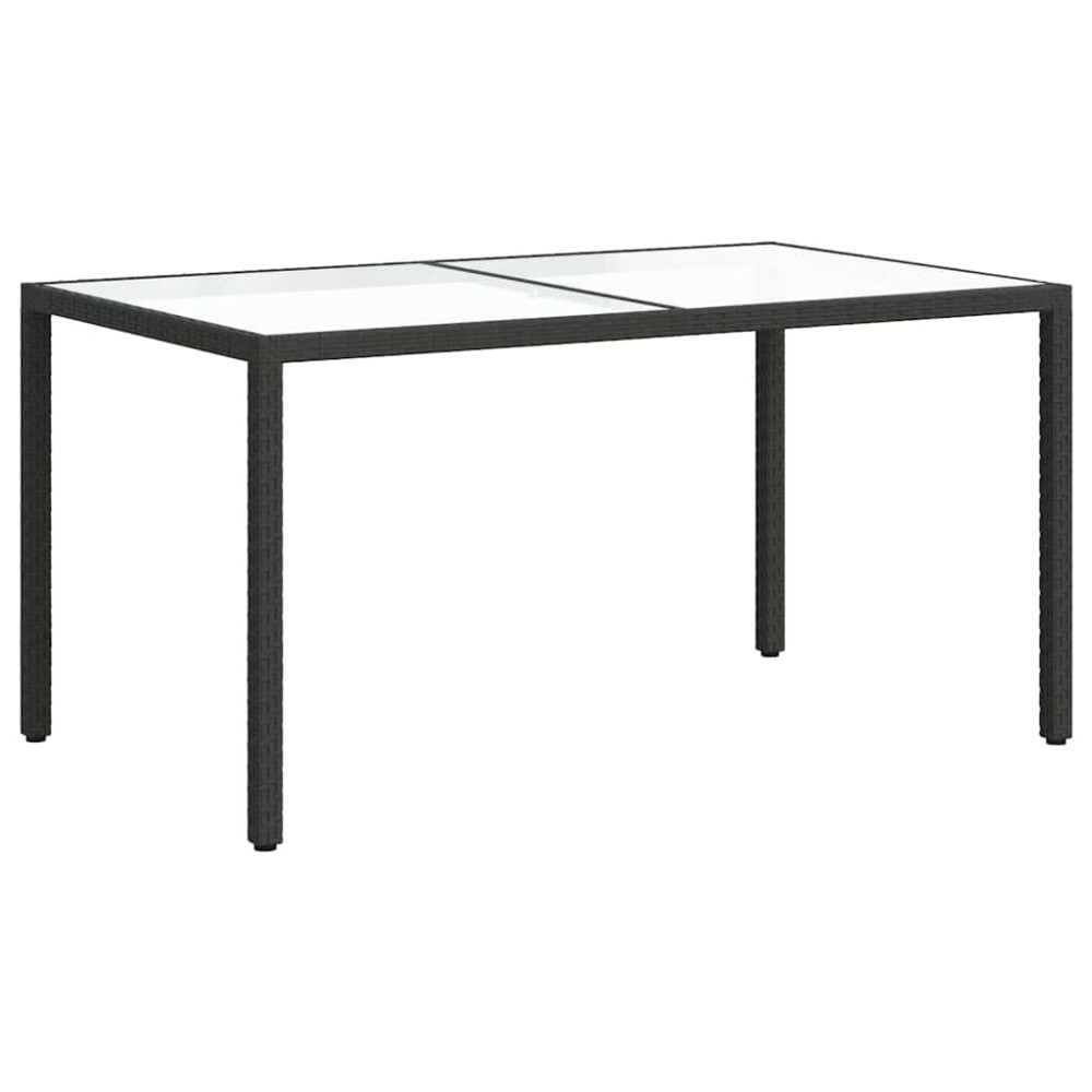 Produktbild för Utebord 150x90x75 cm Härdat glas och konstrotting svart