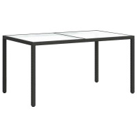 Produktbild för Utebord 150x90x75 cm Härdat glas och konstrotting svart
