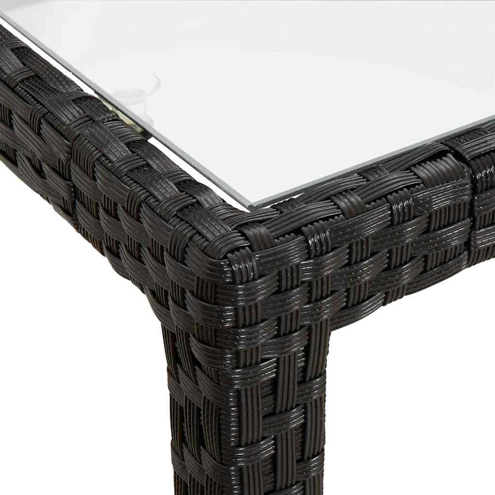 Produktbild för Utebord 150x90x75 cm Härdat glas och konstrotting svart