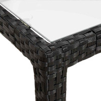 Produktbild för Utebord 150x90x75 cm Härdat glas och konstrotting svart