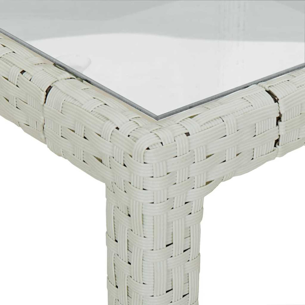 Produktbild för Utebord 150x90x75 cm härdat glas och konstrotting vit