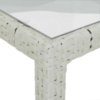Produktbild för Utebord 150x90x75 cm härdat glas och konstrotting vit