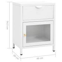 Miniatyr av produktbild för Sängbord vit 40x30x54,5 cm stål och glas