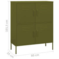 Produktbild för Förvaringsskåp olivgrön 80x35x101,5 cm stål