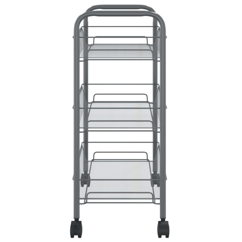 Produktbild för Rullvagn 3 våningar grå 46x26x64 cm järn