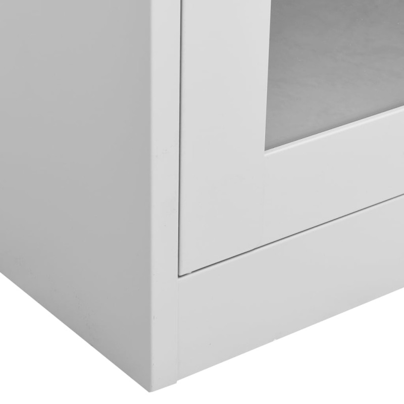 Produktbild för Dokumentskåp ljusgrå 90x40x180 cm stål och härdat glas