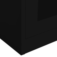 Produktbild för Dokumentskåp svart 90x40x180 cm stål och härdat glas
