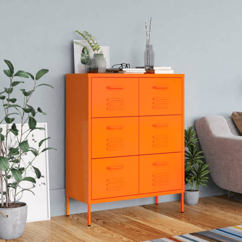 vidaXL Byrå orange 80x35x101,5 cm stål