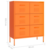 Produktbild för Byrå orange 80x35x101,5 cm stål