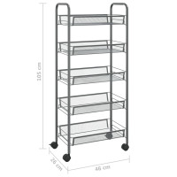 Produktbild för Rullvagn 5 våningar grå 46x26x105 cm järn