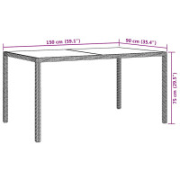 Produktbild för Utebord 150x90x75 cm Härdat glas och konstrotting beige